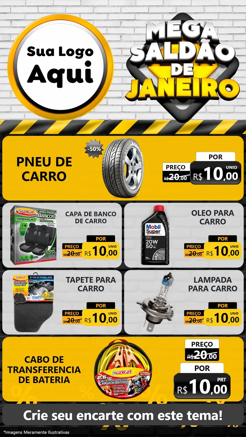 Modelo de TV para TV Vertical com o tema Mega Saldão de Janeiro para Auto peças
