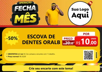 Modelo de Cartaz para Cartaz A4 Horizontal com o tema Operação Fecha Mês para Higiene Pessoal