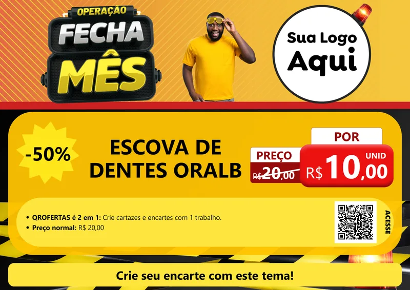 Modelo de Cartaz para Cartaz A4 Horizontal com o tema Operação Fecha Mês para Higiene Pessoal