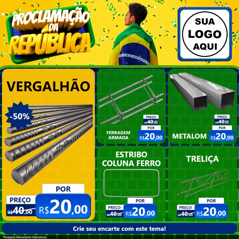Modelo de Rede Social para Feed Facebook com o tema Proclamação da República para Ferragens