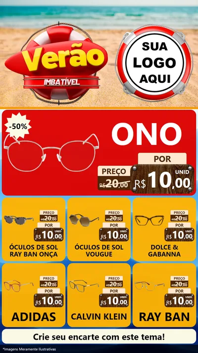 Modelo de Rede Social para Stories com o tema Verão Imbatível para Óticas