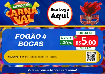 Modelo de Cartaz para Cartaz A4 Horizontal com o tema Especial de Carnaval para Móveis e Eletro