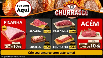 Modelo de TV para TV Horizontal com o tema Sabadão do Churrasco para Açougue