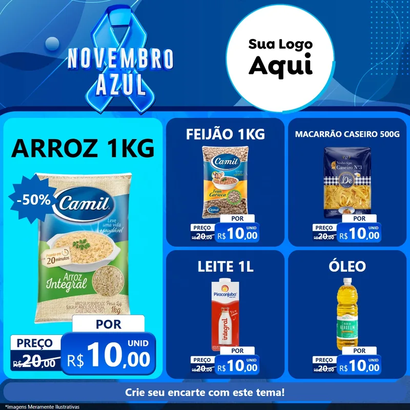 Modelo de Rede Social para Feed Facebook com o tema Novembro Azul para Supermercado