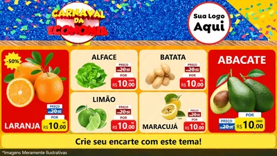 Modelo de TV para TV Horizontal com o tema Carnaval da Economia para Hortifrúti