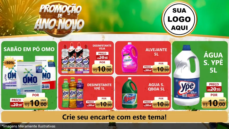 Modelo de TV para TV Horizontal com o tema Promoção de Ano Novo para Produtos de Limpeza
