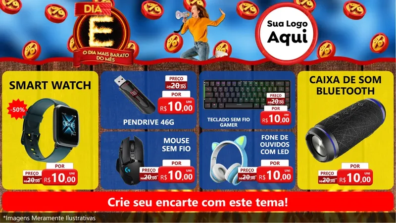 Modelo de TV para TV Horizontal com o tema Dia E - O Dia Mais Barato Do Mês para Informática