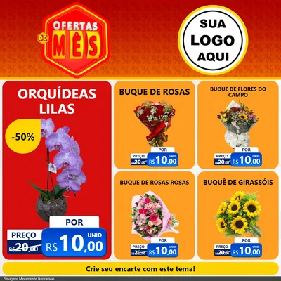 Modelo de Rede Social para Feed Facebook com o tema Ofertas do Mês para Floricultura e jardim