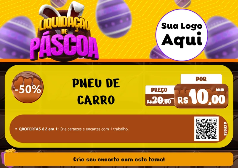Modelo de Cartaz para Cartaz A4 Horizontal com o tema Liquidação de Páscoa para Auto peças