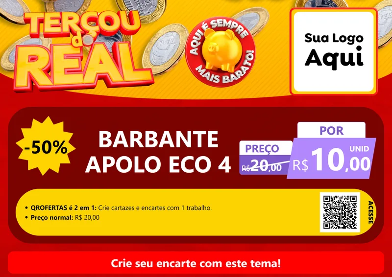 Modelo de Cartaz para Cartaz A4 Horizontal com o tema Terçou do Real para Armarinho e Aviamentos