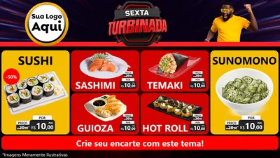 Modelo de TV para TV Horizontal com o tema Sexta Turbinada para Comida japonesa