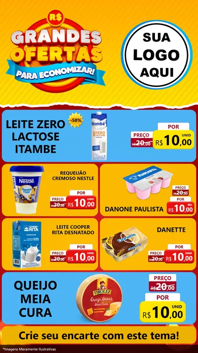 Modelo de TV para TV Vertical com o tema Grandes Ofertas Para Economizar! para Frios e Laticínios