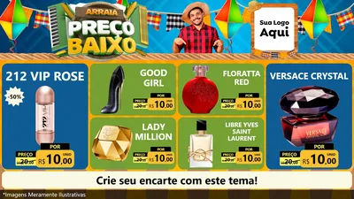 Modelo de TV para TV Horizontal com o tema Arraiá de Preço Baixo - Junina para Perfumes