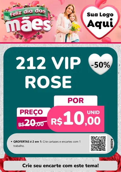 Modelo de Cartaz para Cartaz A4 Vertical com o tema Feliz Dia das Mães para Perfumes