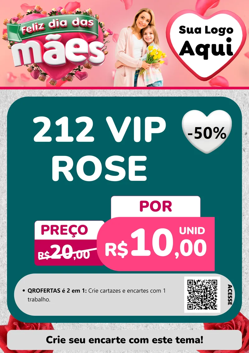 Modelo de Cartaz para Cartaz A4 Vertical com o tema Feliz Dia das Mães para Perfumes
