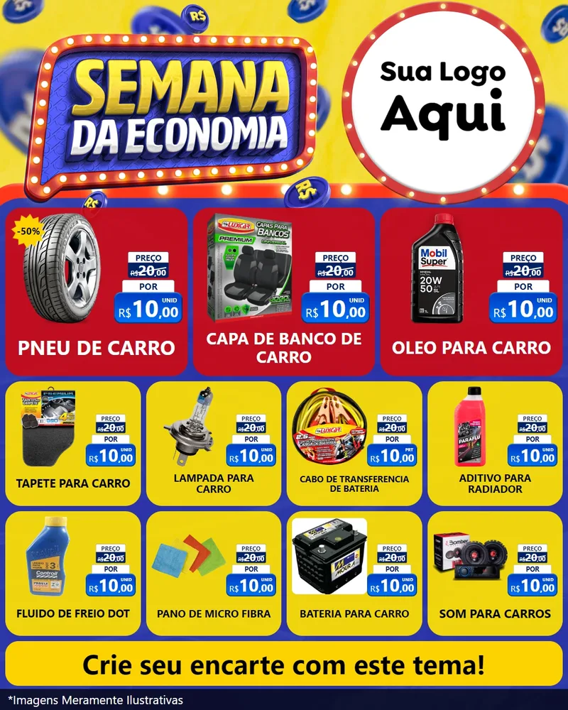 Modelo de Rede Social para Feed Instagram com o tema Semana da Economia para Auto peças