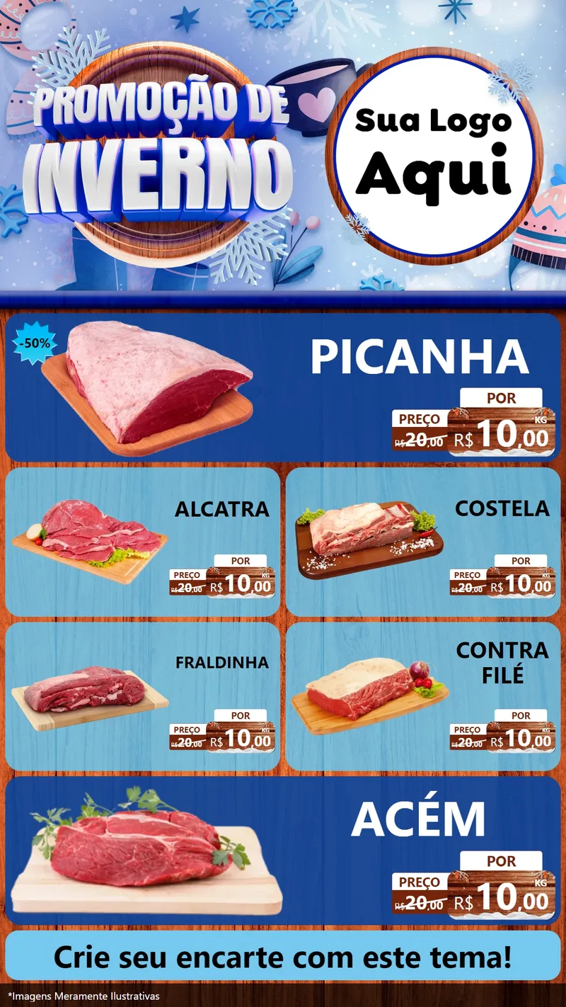 Modelo de TV para TV Vertical com o tema Promoção de Inverno para Açougue