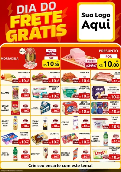 Modelo de Encarte para Encarte A4 Vertical com o tema Dia do Frete Grátis para Frios e Laticínios