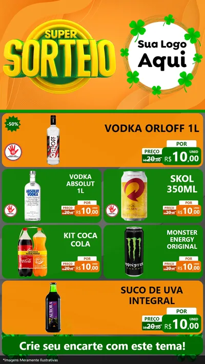 Modelo de TV para TV Vertical com o tema Super Sorteio para Distribuidora de bebidas