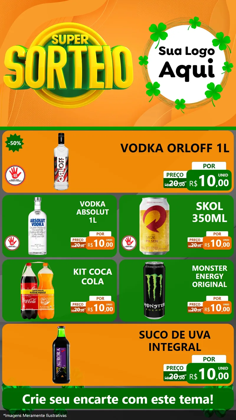 Modelo de TV para TV Vertical com o tema Super Sorteio para Distribuidora de bebidas