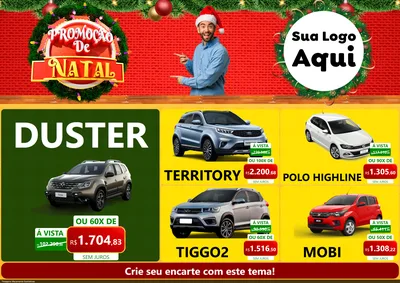 Modelo de Encarte para Encarte A4 Horizontal com o tema Promoção de Natal para Concessionaria de Carros