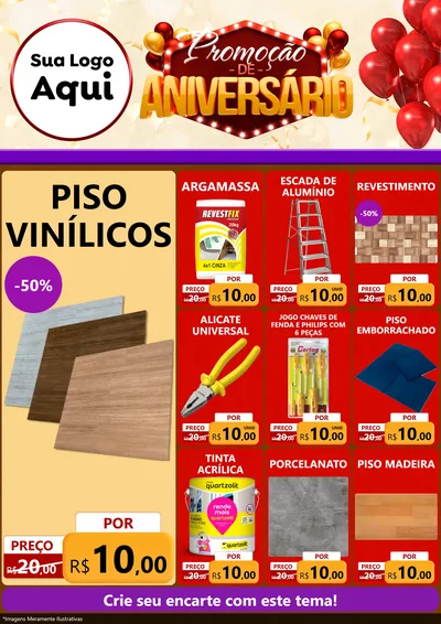 Modelo de Encarte para Encarte A4 Vertical com o tema Promoção de Aniversário para Material para Construção