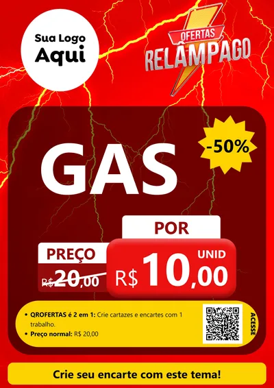 Modelo de Cartaz para Cartaz A4 Vertical com o tema Ofertas Relâmpago para Água e gás