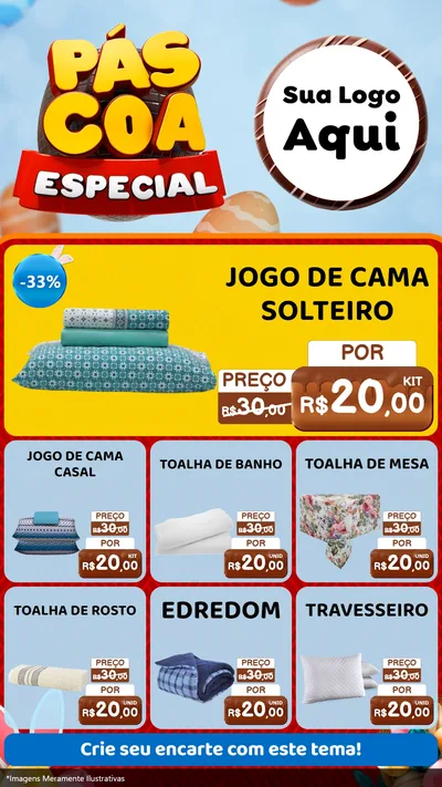 Modelo de Rede Social para Stories com o tema Páscoa Especial para Cama, Mesa e Banho