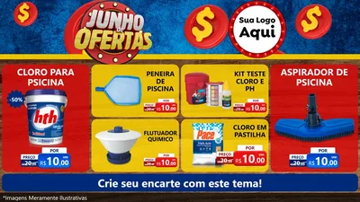 Modelo de TV para TV Horizontal com o tema Junho de Ofertas para Produtos para Piscina