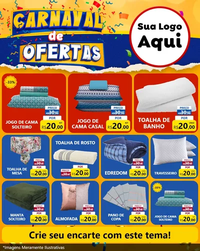 Modelo de Rede Social para Feed Instagram com o tema Carnaval de Ofertas para Cama, Mesa e Banho