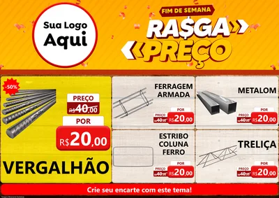 Modelo de Encarte para Encarte A4 Horizontal com o tema Fim de Semana Rasga Preços para Ferragens