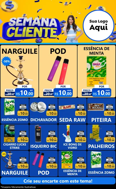 Modelo de Encarte para Encarte Grande com o tema Semana do Cliente para Tabacaria