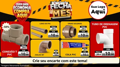 Modelo de TV para TV Horizontal com o tema Fecha Mês para Tubos e conexões