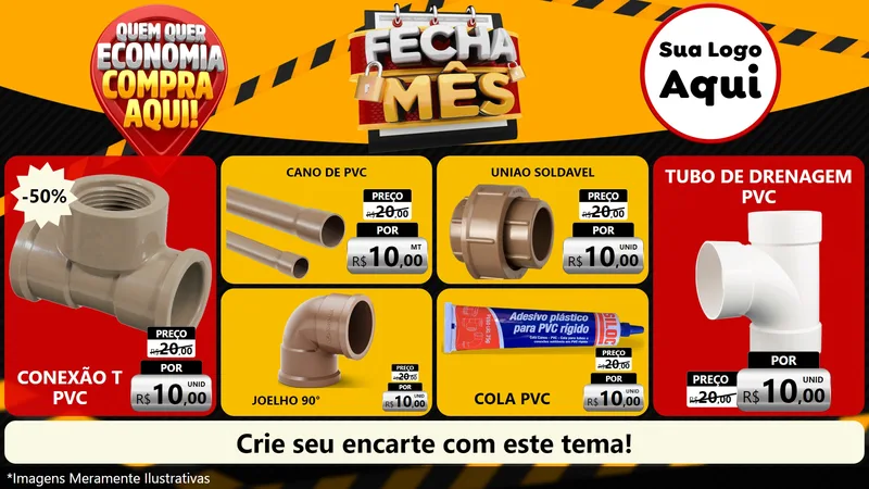 Modelo de TV para TV Horizontal com o tema Fecha Mês para Tubos e conexões
