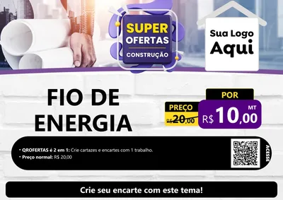 Modelo de Cartaz para Cartaz A4 Horizontal com o tema Super Ofertas - Construção para Materiais Elétricos