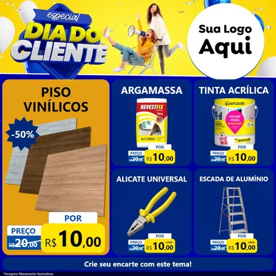 Modelo de Rede Social para Feed Facebook com o tema Especial Dia do Cliente para Material para Construção