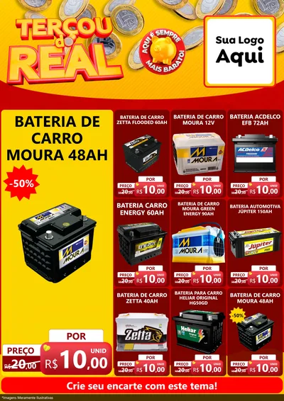 Modelo de Encarte para Encarte A4 Vertical com o tema Terçou do Real para Baterias Elétricas