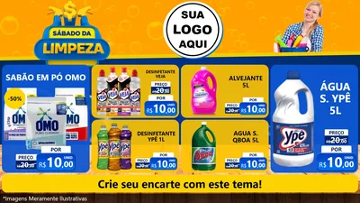 Modelo de TV para TV Horizontal com o tema Sábado da Limpeza para Produtos de Limpeza