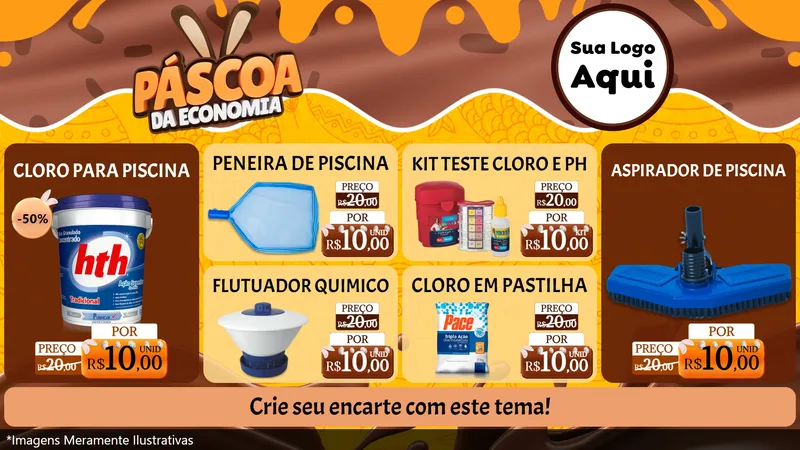 Modelo de TV para TV Horizontal com o tema Páscoa da Economia para Produtos para Piscina