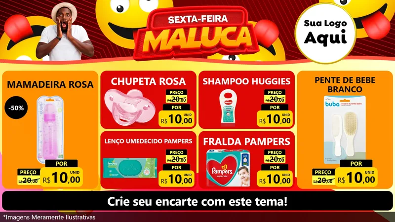 Modelo de TV para TV Horizontal com o tema Sexta-feira Maluca para Bebês