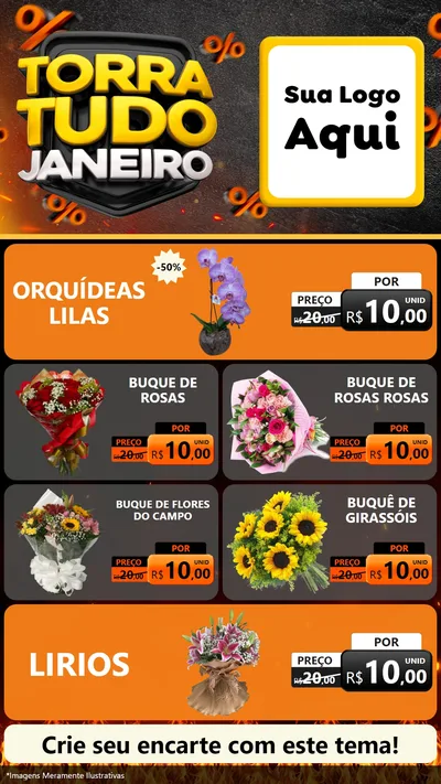 Modelo de TV para TV Vertical com o tema Torra Tudo Janeiro para Floricultura e jardim