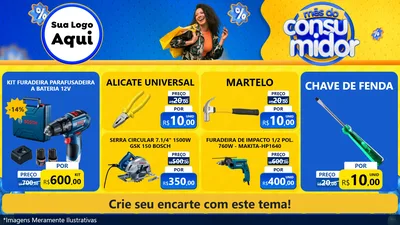 Modelo de TV para TV Horizontal com o tema Mês do Consumidor para Maquinas e Ferramentas