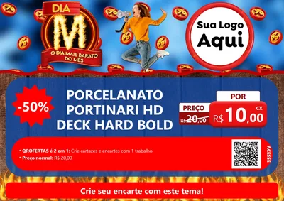 Modelo de Cartaz para Cartaz A4 Horizontal com o tema Dia M - O Dia Mais Barato Do Mês para Pisos e revestimentos