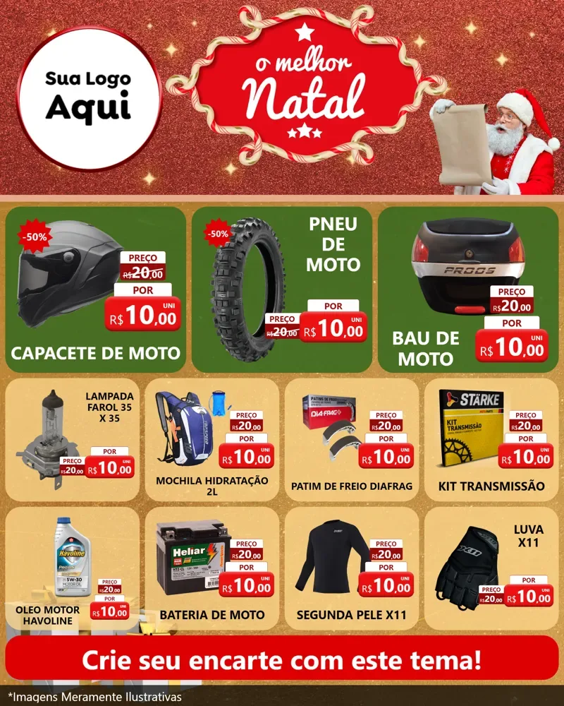 Modelo de Rede Social para Feed Instagram com o tema O Melhor Natal para Moto peças