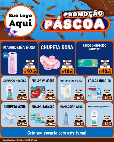 Modelo de Rede Social para Feed Instagram com o tema Promoção Páscoa para Bebês