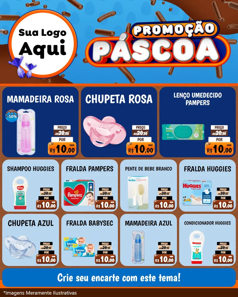 Modelo de Rede Social para Feed Instagram com o tema Promoção Páscoa para Bebês