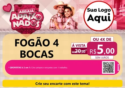 Modelo de Cartaz para Cartaz A4 Horizontal com o tema Arraiá dos Apaixonados - Junina para Móveis e Eletro
