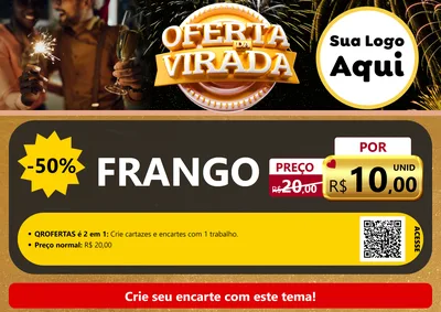 Modelo de Cartaz para Cartaz A4 Horizontal com o tema Oferta da Virada para Assados