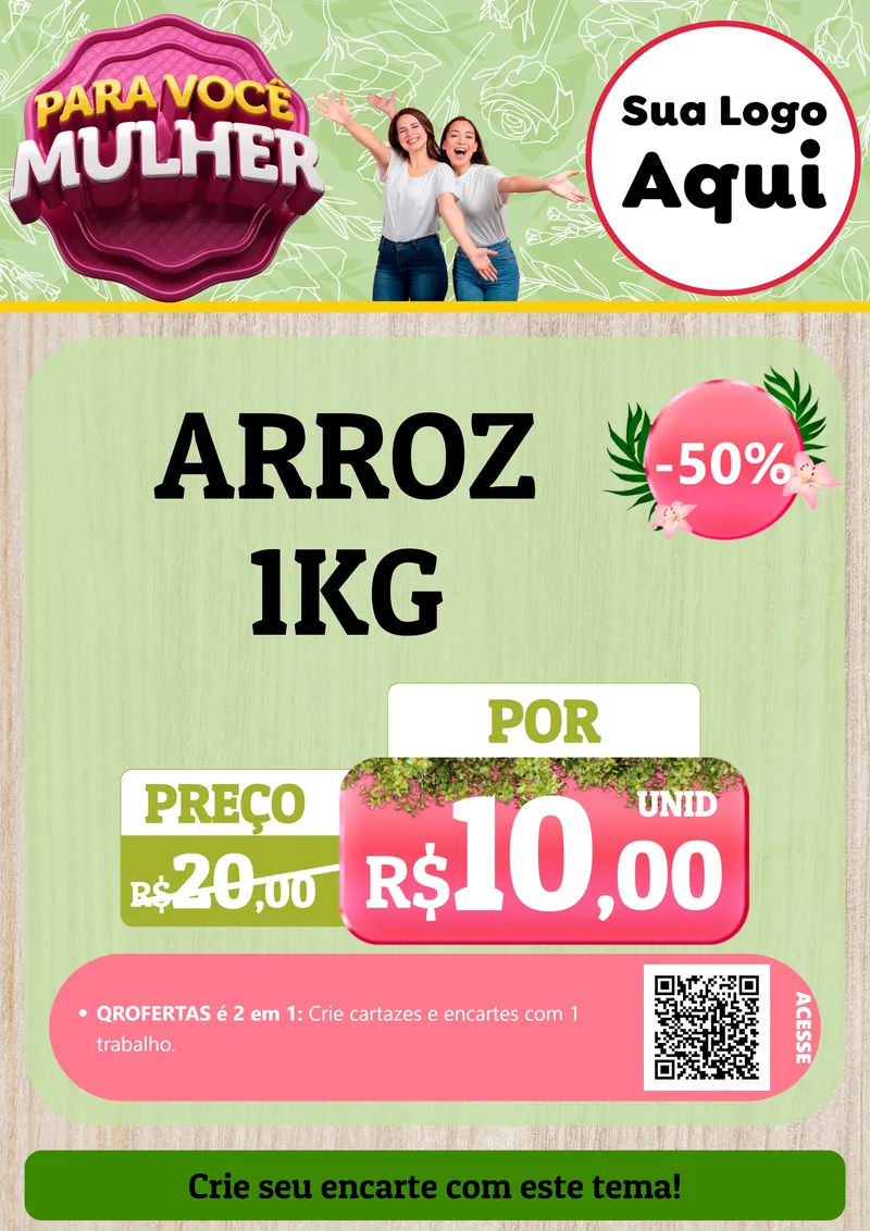 Modelo de Cartaz para Cartaz A4 Vertical com o tema Para Você Mulher para Supermercado
