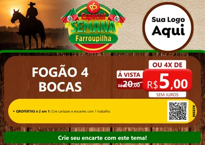 Modelo de Cartaz para Cartaz A4 Horizontal com o tema Especial Semana Farroupilha para Móveis e Eletro